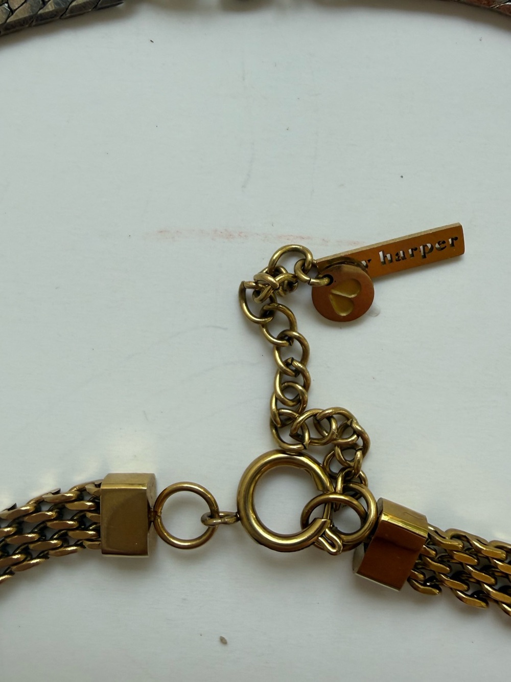 Hey Harper Nassau Waterproof Gold Tone Herringbone Chain Choker Necklace